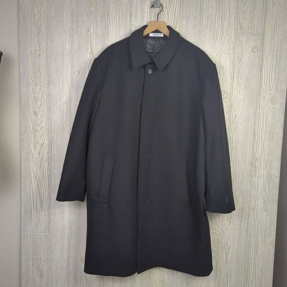 Murphy & Hartelius Men’s XLR Black Classic Button Up Overcoat Trench Coat Jacket - Picture 1 of 6